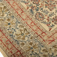 Kalamkari- Tuch, 110x110 cm, Rot-Blau mit Ranken und Blumen