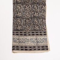 Kalamkarischals aus Baumwolle, 35x180 cm Schwaru-Blau mit Blüten