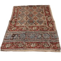 Kalamkarischals aus Baumwolle, 35x180 cm Braun-Rot mit Blumenmotiven