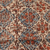 Kalamkarischals aus Baumwolle, 35x180 cm Braun-Rot mit Blumenmotiven