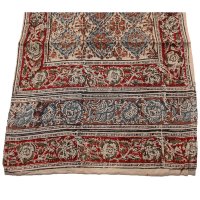 Kalamkarischals aus Baumwolle, 35x180 cm Braun-Rot mit Blumenmotiven