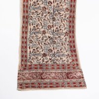 Kalamkarischals aus Baumwolle, 35x180 cm Rot-Blau Blüten