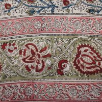 Kalamkarischals aus Baumwolle,  35x180 cm Rosa-Rot Rankenmotiven