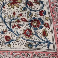 Kalamkarischals aus Baumwolle,  35x180 cm Rosa-Rot Rankenmotiven