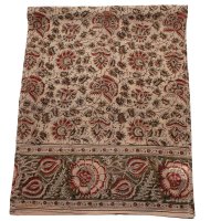 Kalamkarischals aus Baumwolle35x180 cm Blumenmotive ohne Indigoblau