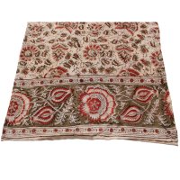 Kalamkarischals aus Baumwolle35x180 cm Blumenmotive ohne Indigoblau
