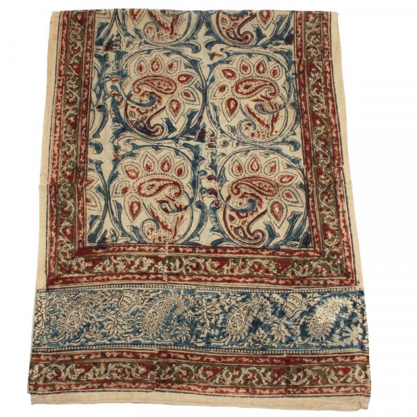 Kalamkarischals aus Baumwolle,35x180 cm Rot-Blau Pesley
