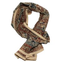 Kalamkarischals aus Baumwolle,35x180 cm Rot-Blau Pesley