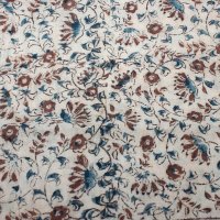 Kalamkarischals aus Baumwolle35x180 cm Braun-Blau kleine Blüten