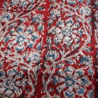 Kalamkarischals aus Baumwolle, 35x180 cm Rot mit Elefantzen