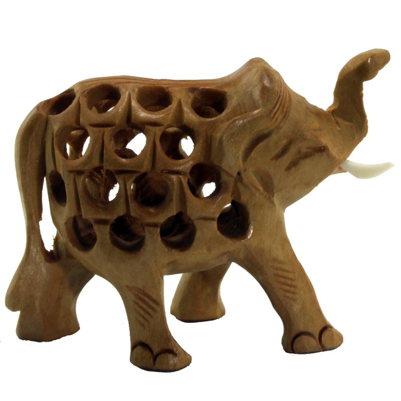Holztiger Elefant Klein - Holzspielzeug Mit Hochgestelltem Rüssel, Art.Nr. 80150
