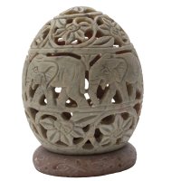 Windlicht: Oval mit Elefantenmotiven, ca 11 cm