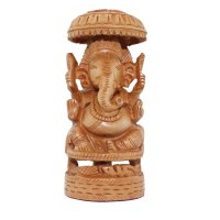 Holz- Ganesha auf Thron, ca 15 cm