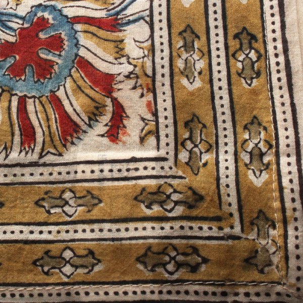 Kalamkari Tuch 55x55cm, Pesley, Rot-Blau