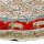 Kalamkari Tischdecke rund,  Rot mit Elefanten in 2 versch. Größen