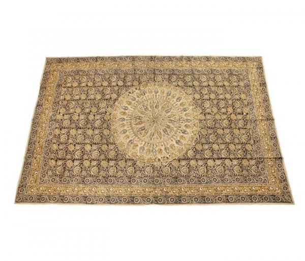 Kalamkari Tagesdecke, Schwarz mit Mandala, ca. 150x220cm