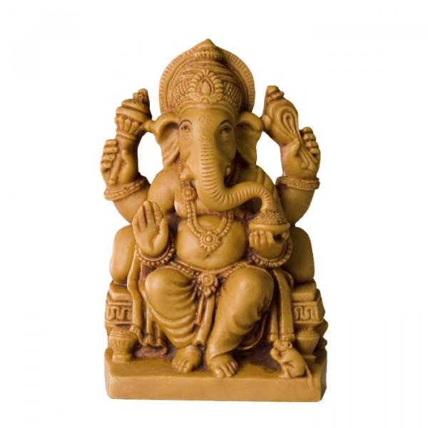 Ganesha auf Thron aus Polyresin, hell ca 12,5 cm