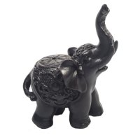 Elefant aus Polyresin, dunkel, R&uuml;ssel hoch, ca. 7,5...