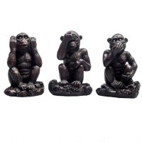 3 Affen der Weisheit aus Polyresin, einzeln, dunkel, ca....