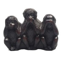3 Affen der Weisheit aus Polyresin, dunkel, 2,5 cm