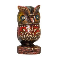 Eule, rund, handbemalt, 7,5 cm