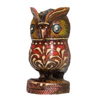 Eule, rund, handbemalt, 7,5 cm
