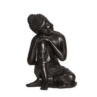 Schlafender Buddha, sitzend aus Polyresin, dunkel, ca 14...