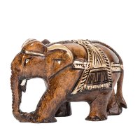 Holz- elefant, geschn&uuml;ckt, ca 7,5 cm, dunkel